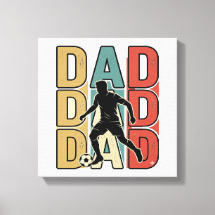 Vader Voetbal Vintage Gravure Vector Ontwerp_1 Canvas Afdruk