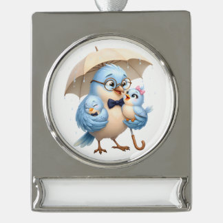 Vader Vogel Banner Ornament Papa Aandenken Verzilverd Banner Ornament