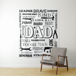 Vader Woord Kunst, Vader Cadeau, Grappige Citaten  Wandkleed