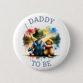 Vader wordt Boy's Geviste Baby shower Button (Voorkant)