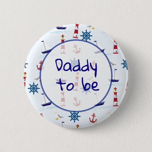 Vader wordt Nautisch Baby shower Button (Voorkant)