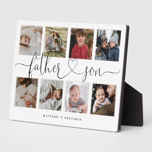 Vader Zoon Hart Script | Foto Grid Collage Fotoplaat (Zijkant)