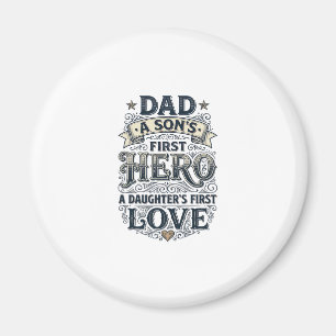 Vader Zoon Heldin Dochter Liefde Vintage Typografi Magneet
