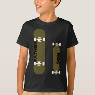 Vader Zoon Skater Skateboard Schaats Schaatsen Bor T-shirt