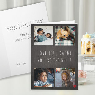 Vaderdag 4 fotocollage hou van je papa grijs kaart