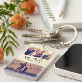 Vaderdag Aangepaste fotocollage beste papa ooit Sleutelhanger (Voorkant Rechts)