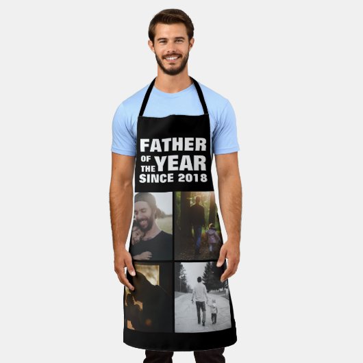 Vaderdag Aangepaste fotocollage vader van het jaar Schort (Gedragen)