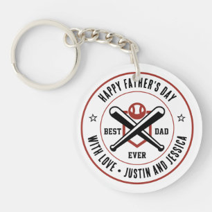 Vaderdag Aangepaste naam en foto Baseball Pap Sleutelhanger