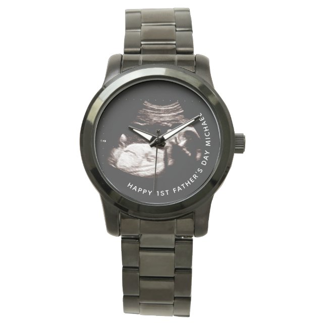 Vaderdag Aangepaste naam Foto Baby Sonogram Watc Horloge (Voorkant)