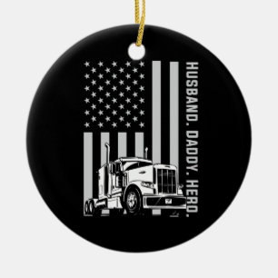 Vaderdag Amerikaanse vlag van Trucker Dad Keramisch Ornament