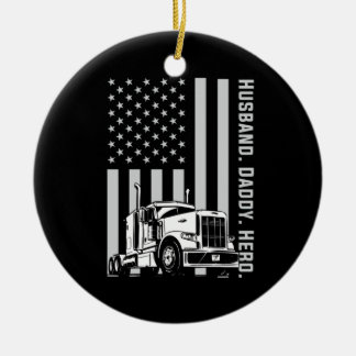 Vaderdag | Amerikaanse vlag van Trucker Dad Keramisch Ornament