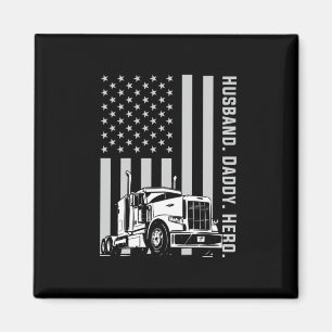 Vaderdag   Amerikaanse vlag van Trucker Dad Magneet