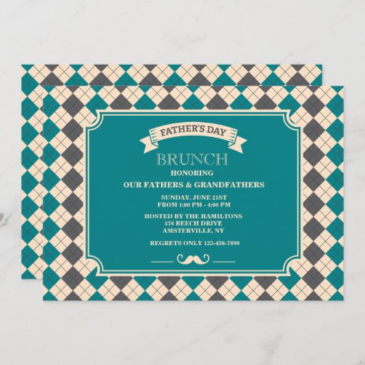 Vaderdag Argyle Invitation Kaart (Voorkant / Achterkant)