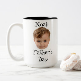 Vaderdag, Baby Face Daddy Cadeau, Aangepast Gezich Tweekleurige Koffiemok