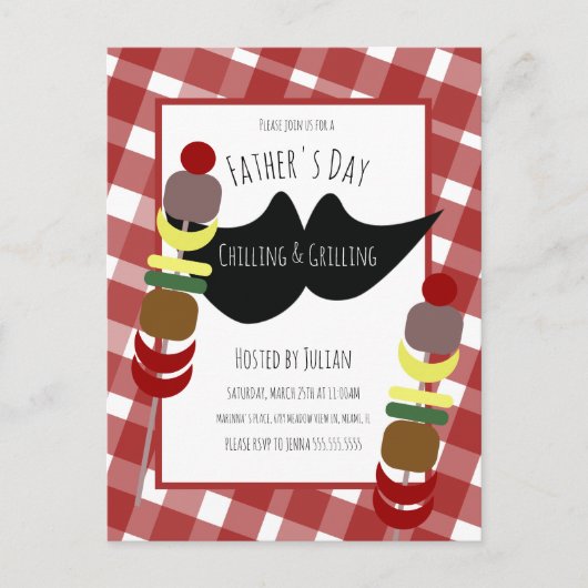 Vaderdag BBQ Picnic Chilling Grilling Briefkaart (Voorkant)