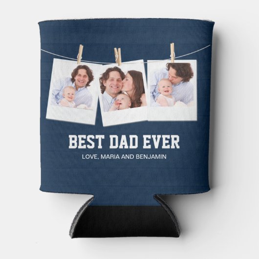 Vaderdag | Beste pap ooit 3 Foto-collage Blikjeskoeler (Voorkant)