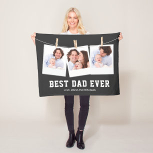 Vaderdag Beste pap ooit 3 Foto-collage Fleece Deken