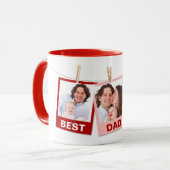 Vaderdag | Beste pap ooit 3 foto collage rood Mok (Voorkant links)