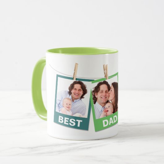 Vaderdag | Beste pap ooit 3 fotocollage Limoen Mok (Voorkant links)