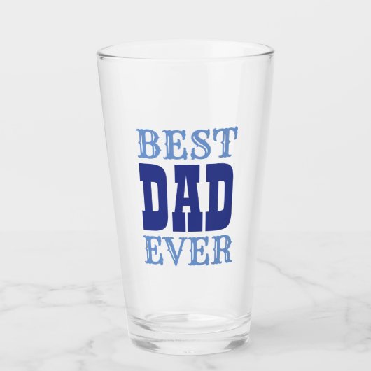 vaderdag Beste pap ooit Citaat Blauwe Typografie Glas (Voorkant)