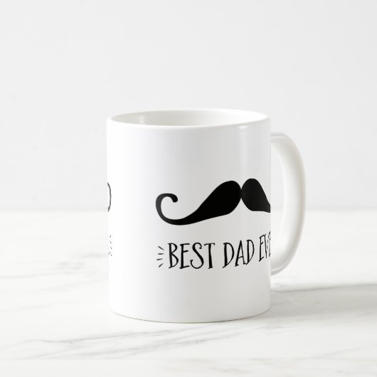 Vaderdag Beste pap ooit Mustache Coffee Mok (Voorkant rechts)