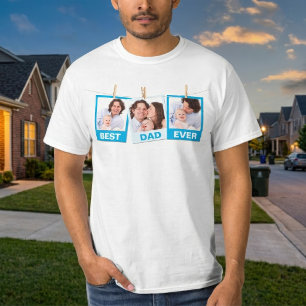 Vaderdag Beste Papa Aller Tijden 3 Foto Collage T-shirt
