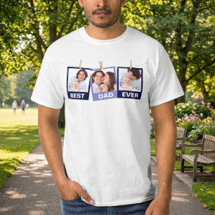 Vaderdag Beste Papa Aller Tijden 3 Foto Collage T-shirt