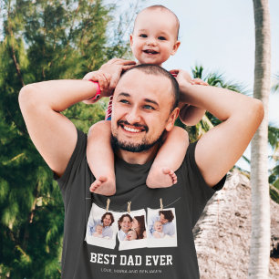 Vaderdag Beste Papa Aller Tijden 3 Foto Collage T-shirt