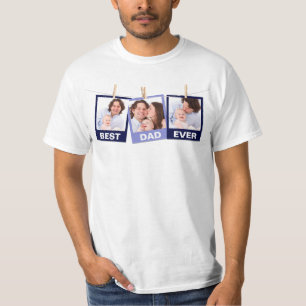 Vaderdag Beste Papa Aller Tijden 3 Foto Collage T-shirt