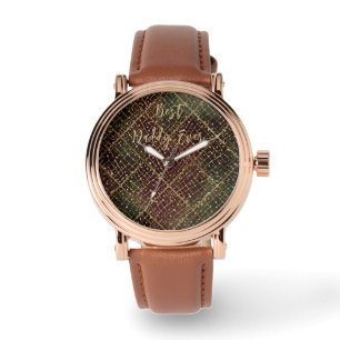 Vaderdag, Beste Papa Ooit,Luxueus Goud Rood Groen Horloge