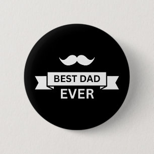 Vaderdag BESTE PAPA OOIT Typo met Snor Ronde Button 5,7 Cm