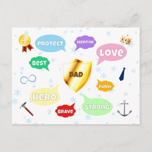 Vaderdag Beste Papa Woordwolken Koning Kroon Liefd Briefkaart