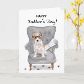 Vaderdag Beste vader Funny Dog met krant Kaart (Gele Bloem)