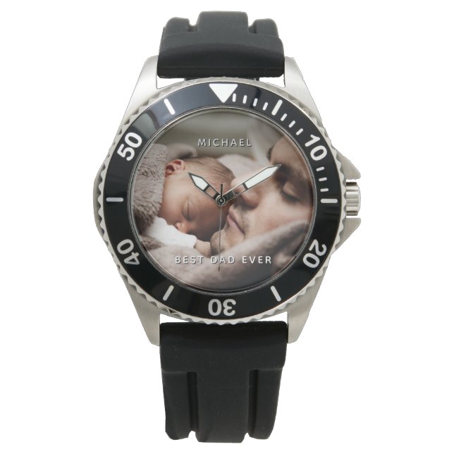 Vaderdag Beste vader ooit - Aangepaste naam & foto Horloge (Voorkant)