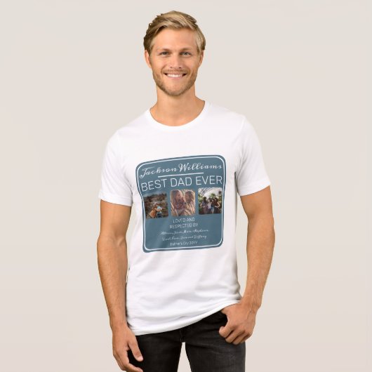 Vaderdag beste vader ooit drie foto's Tri-Blend shirt (Voorkant volledig)