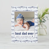 Vaderdag beste vader ooit vispatroonflat feestdagenkaart (Staand voorkant)