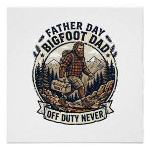 Vaderdag Bigfoot papa shirt papa modus in het wild Perfect Poster