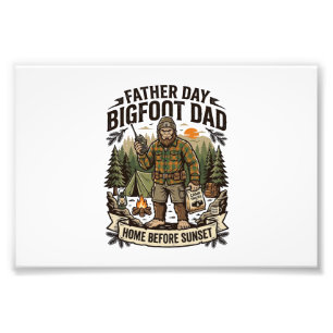 Vaderdag Bigfoot Papa T-shirt Bosgrond Papa Retro  Foto Afdruk
