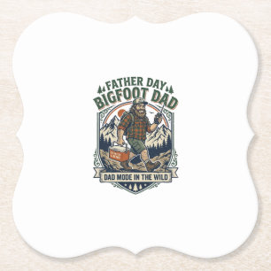 Vaderdag Bigfoot Papa T-shirt Mythologische Famili Kartonnen Onderzetters