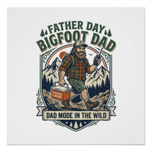 Vaderdag Bigfoot Papa T-shirt Mythologische Famili Perfect Poster