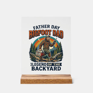 Vaderdag Bigfoot Papa T-shirt Snacks Heldhaftig Gr Acryl Bord