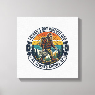 Vaderdag Bigfoot Vader T-shirt Grappig Woud Legend Canvas Afdruk