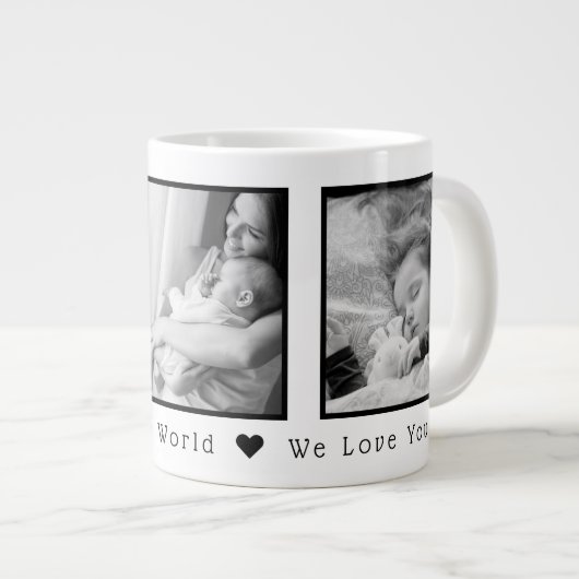 Vaderdag Black en White 3 Foto's Extra Grote Beker (Voorkant rechts)