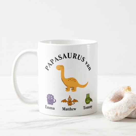 Vaderdag cadeau papasaurus mok (Met donut)