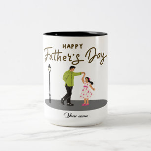 Vaderdag cadeau voor papa   Aangepaste foto & naam Tweekleurige Koffiemok