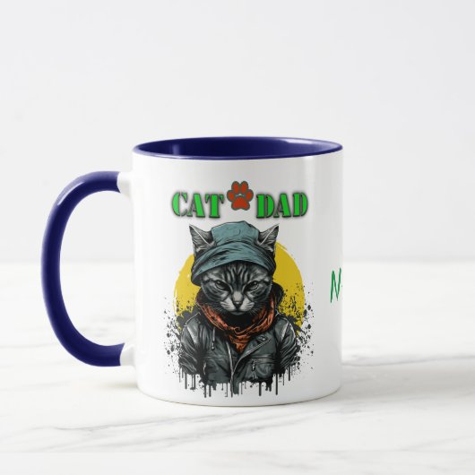 Vaderdag - CAT DAD. Editable name/bericht Mok (Links)