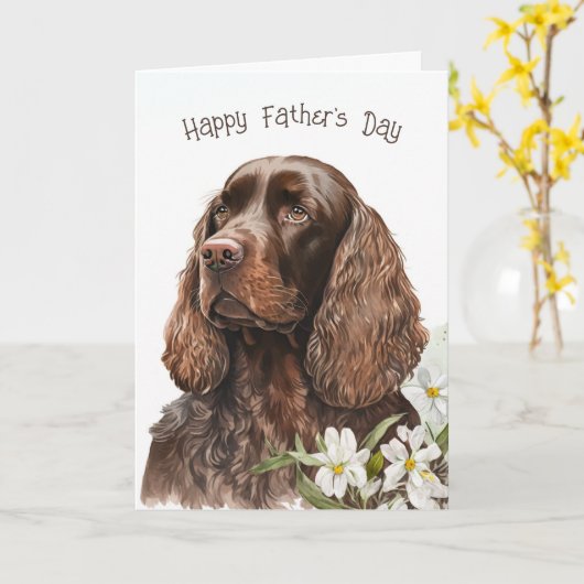 Vaderdag Chocolade Cocker Spaniel Kaart (Gele Bloem)