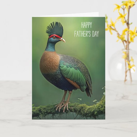 Vaderdag Crested Partridge op een tak Kaart (Gele Bloem)