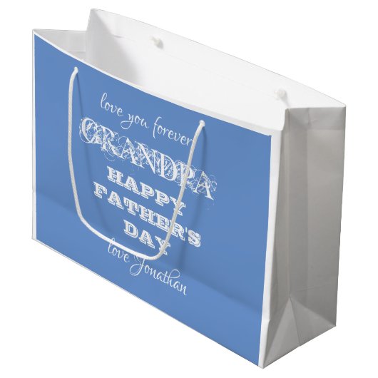 Vaderdag Custom Modern Cute Grandpa Gift Bag Groot Cadeauzakje (Voorkant Gekanteld)