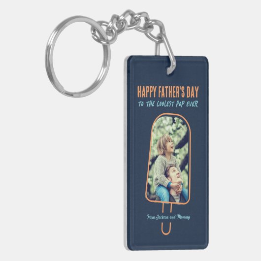 Vaderdag Custom Photo Funny Cool Dad Popsile Sleutelhanger (Voorkant Links)